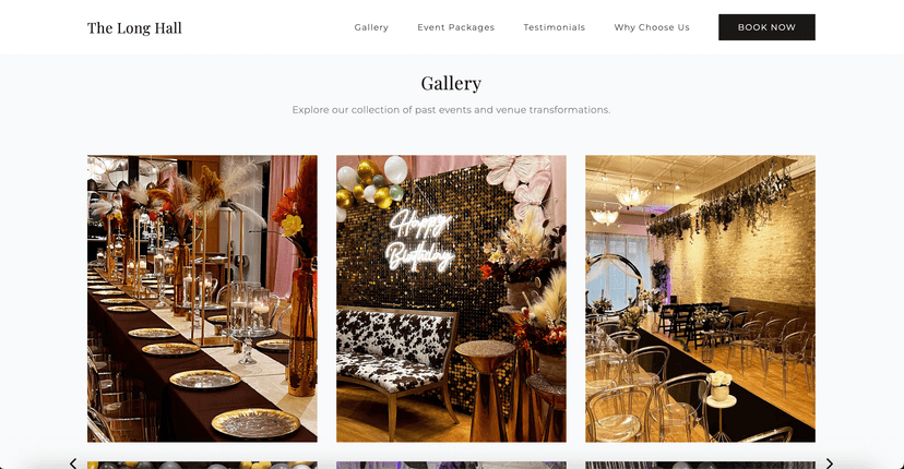 The Modern Loft venue website preview - Urban Event Spaces